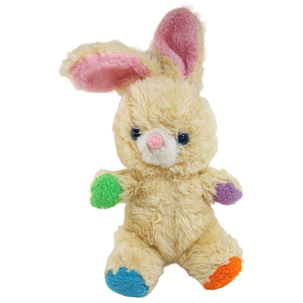 Vtg Animal Toys Plus Bunny Rabbit Plush Stuffed Animal Primary Colors HTF Rare